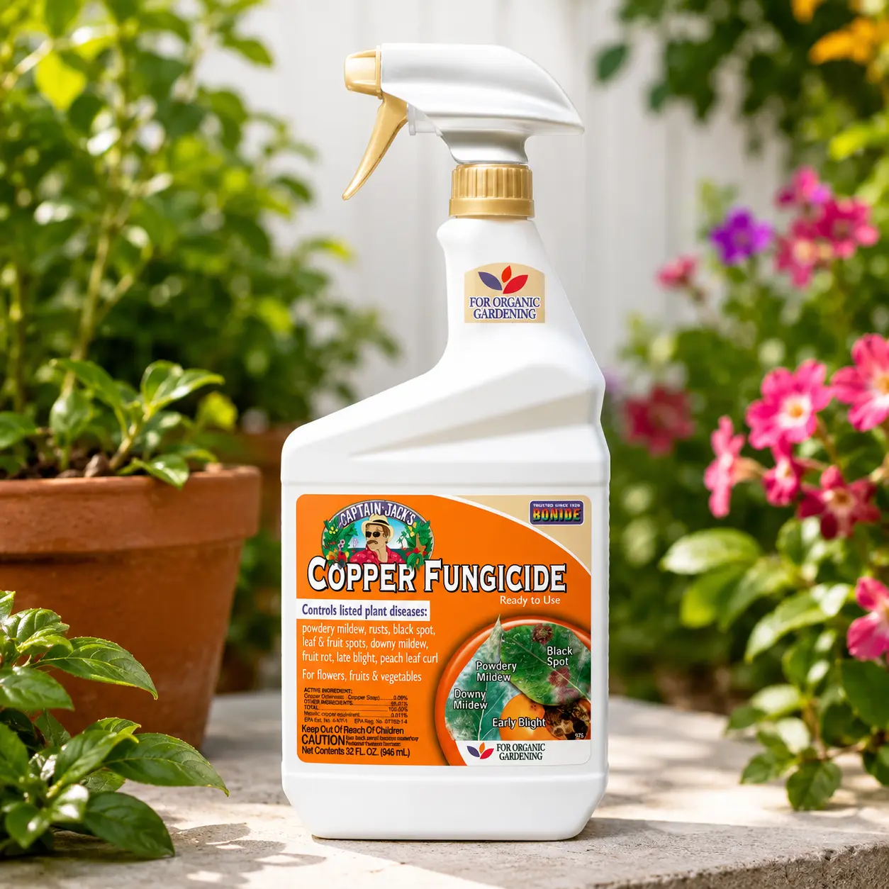 Bonide Captain Jack's Copper Fungicide, 32 oz Ready-to-Use Spray for Organic Gardening, Controls Common Diseases | For Organic Gardening, Controls Common Diseases on Plants