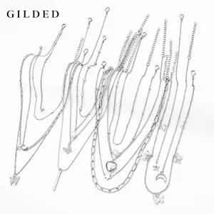 GILDED 13Pc Silver Charm Necklace Collection