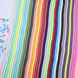 19000 count 50 Strands Clay Bead Bracelet Kit, 6mm Flat Round Polymer Clay Beads Spacer Heishi Beads for  Making Earring Necklace