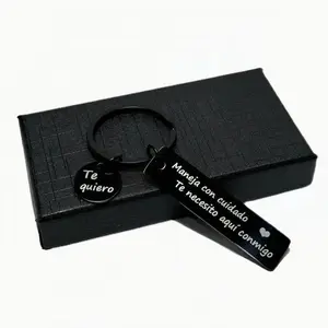 Personalized Drive Safe Keychain for Boyfriend - Custom Engraved Black Stainless Steel Bar - Meaningful Birthday & Valentine's Day Gift - Drive Safe I Need You Here with Me