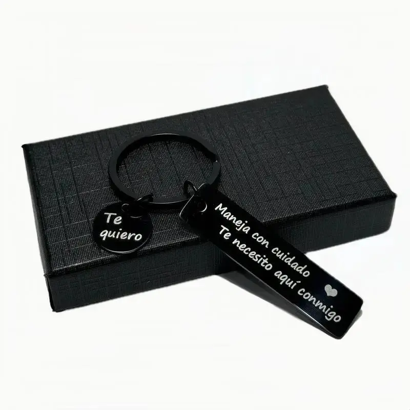 Personalized Drive Safe Keychain for Boyfriend - Custom Engraved Black Stainless Steel Bar - Meaningful Birthday & Valentine's Day Gift - Drive Safe I Need You Here with Me