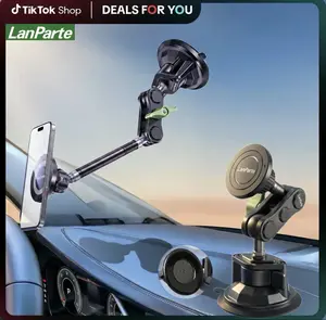 LanParte Epoxy Resin Vacuum Car Phone Holder 360° Adjustable Military-Grade Suction Mount Heavy-Duty Anti-Shake for Truck Drivers Dashboard & Windshield