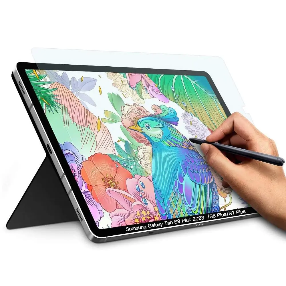 2-piece set Galaxy Tab S9 Plus paper film screen protector suitable for Samsung Galaxy Tab S9 Plus 2023/S9 FE Plus/S8 Plus/S7 FE 12.4-inch 2020/S10 FE/S9 +/S8 Ultra/A9/A8/A7 Lite/ 11/13.1 inch, writing feels like paper