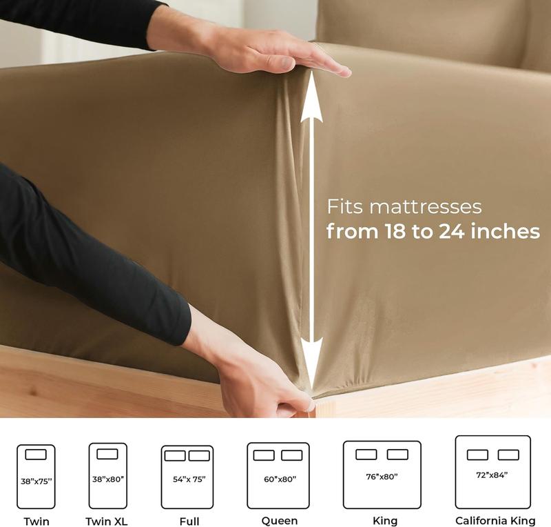 CGK Deep Pocket Fitted Sheet ONLY – Ultra-Soft Microfiber, Wrinkle-Free, Fits Up to 24" Mattress (SINGLE SHEET)