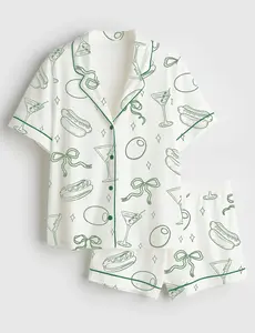 Women’s Martinis And Weenies Bachelorette Tinis Weenies Design Hot Dog Birthday Theme Dirty Martini Long Sleeve Satin Pajama Set – short-sleeve and long-sleeve pajamas sets.