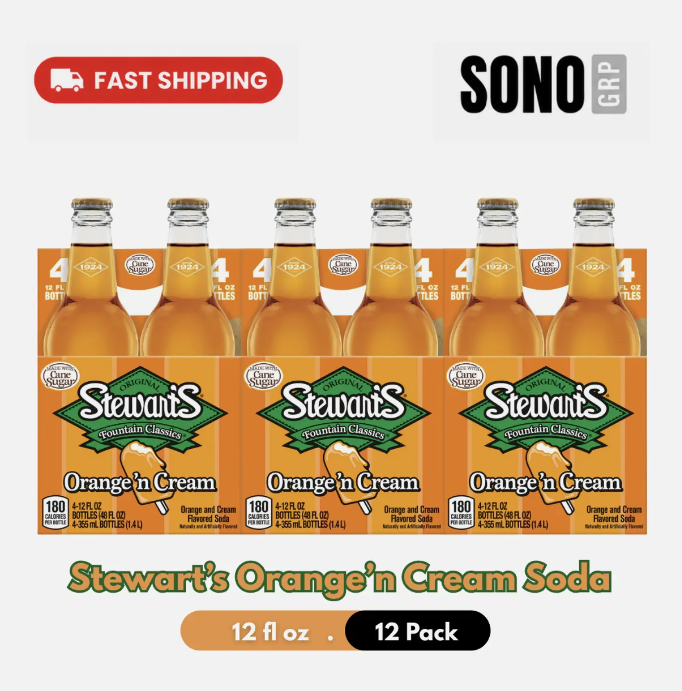 Stewart's Orange & Cream Soda 12oz/12 Pack