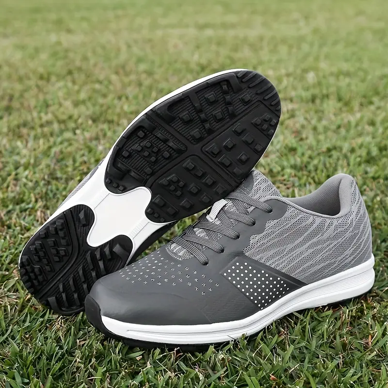 Men's Solid Non-Slip Golf Shoes, Professional Lace-Up Sports Shoes - Designed for Better Performance