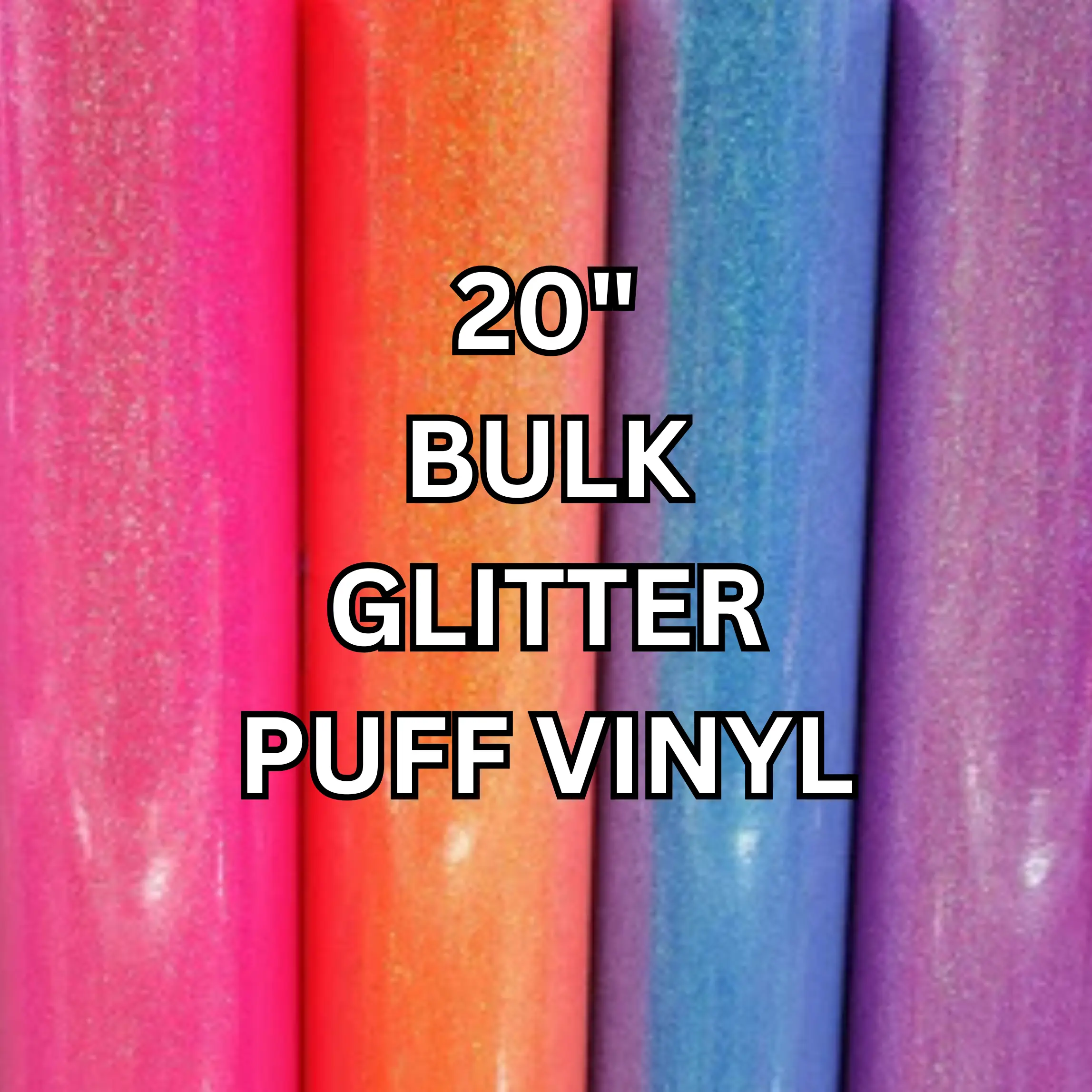 CPSIA Certified VTS 3D Super Heat Transfer Vinyl - 20" Bulk Glitter HTV, 1-Press Puffs, for DIY Crafting