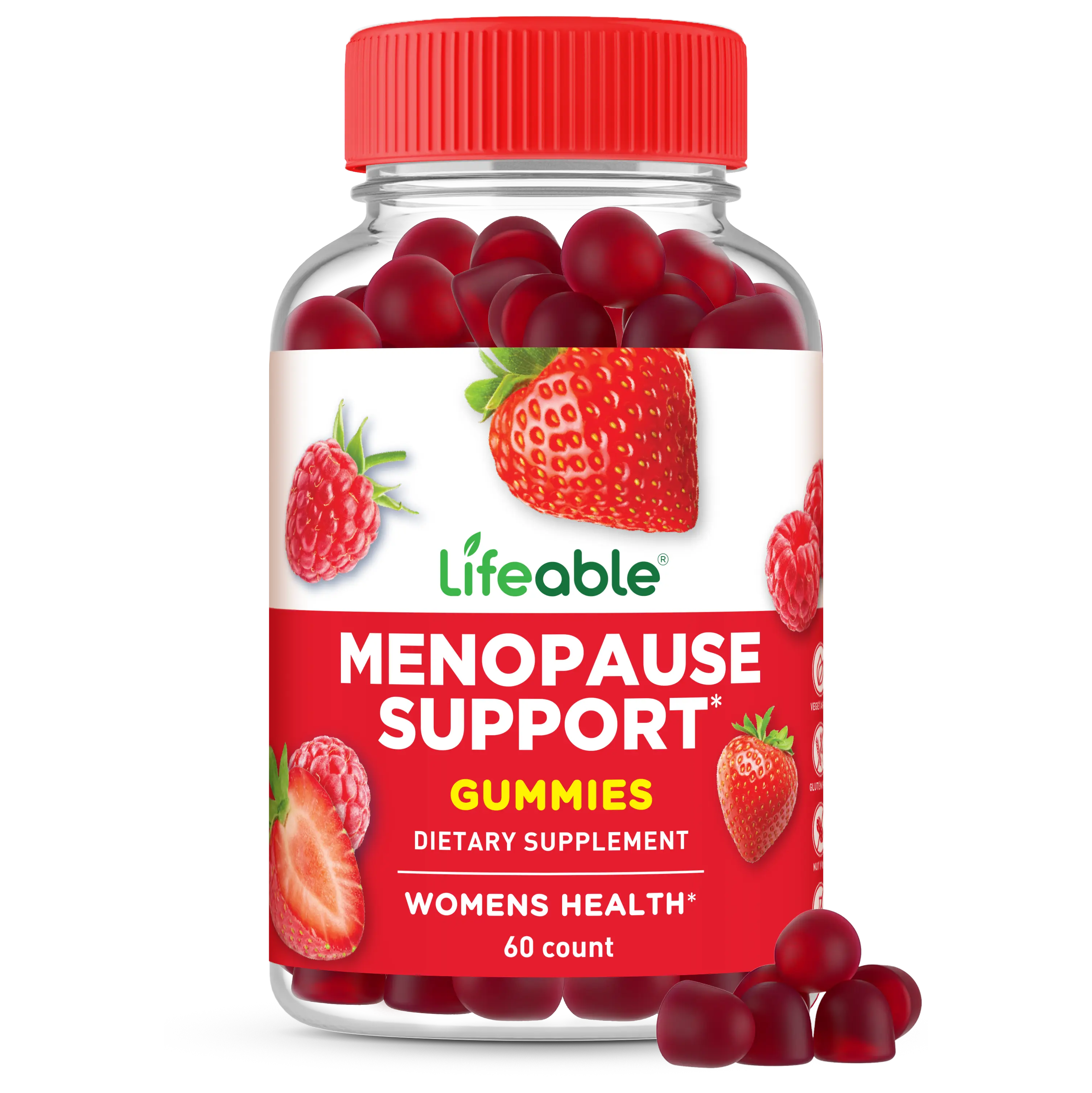 Lifeable Menopause Relief for Women | Black Cohosh, Vitex Chasteberry, Lemon Balm extract, Red Clover Extract & More | Great Tasting Vegan Supplement | Night Sweats & Hot Flashes Relief | 60 Gummies
