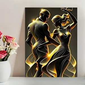 Room Decor Vibrant Dancing Couple Canvas Print Poster - Frameless Wall Art - Waterproof, Artistic Love Theme - For Living Room, Bedroom, Office, Restaurant, Bar Decor - Perfect Gift for Housewarming & Art Lovers Decoration Photo