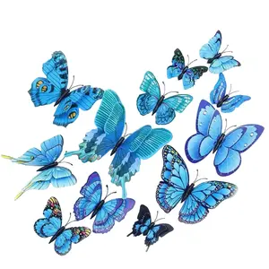 12-piece set of double-layer 3D butterfly wall stickers for home wall decoration and room decor; magnetic and self-adhesive, waterproof—perfect for wedding, birthday, and Christmas decorations; decorative items and wing accessories for a girl’s room.