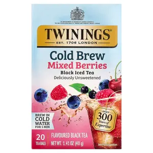 Twinings Cold Brewed Iced Tea, Black Tea, Mixed Berries, Unsweetened, 20 Single Serve Tea Bags, 1.41 oz (40 g)