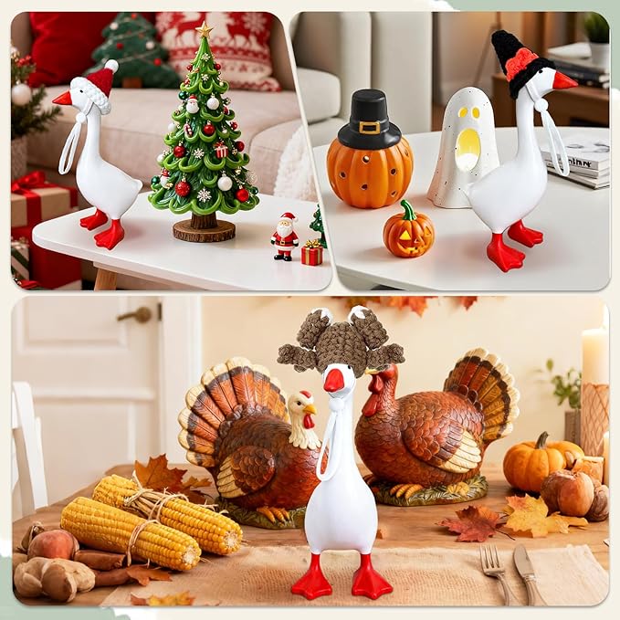 6 Pcs Holiday Desk Goose Outfits 7 Inch Goose Outfits All Seasons Hand Crocheted Mini Goose Clothes for Magnetic Goose Key Holder Cute Desktop Goose Home Decor Perfect Housewarming Gift