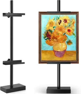 Adjustable Tabletop Easel Stand, Picture Easels for Display up to 28.5 Inches, Heavy Duty Metal Picture Frame Holder for Artwork, Signs & Certificates Display Stand (Black)