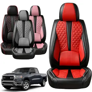 Custom Fit for Dodge RAM 2008-2023 2024 2025 1500 2500 HD 3500 HD Crew Cab& Quad Cab Truck, Pickup Seat Covers for Dodge Ram 5-Seats Full Set, Waterproof Truck Car Seat Cover Protectors (Black&Red)