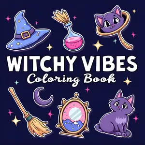 1pc Witchy Vibes Coloring Book, Magic Witch Stress Relief for Adults
