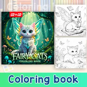 Sylph Cat + Art Letter Coloring Book - Relieves stress, promotes healing, and helps learn letters. Loved by both adults and children. Cute Pattern Comic Style Sticker