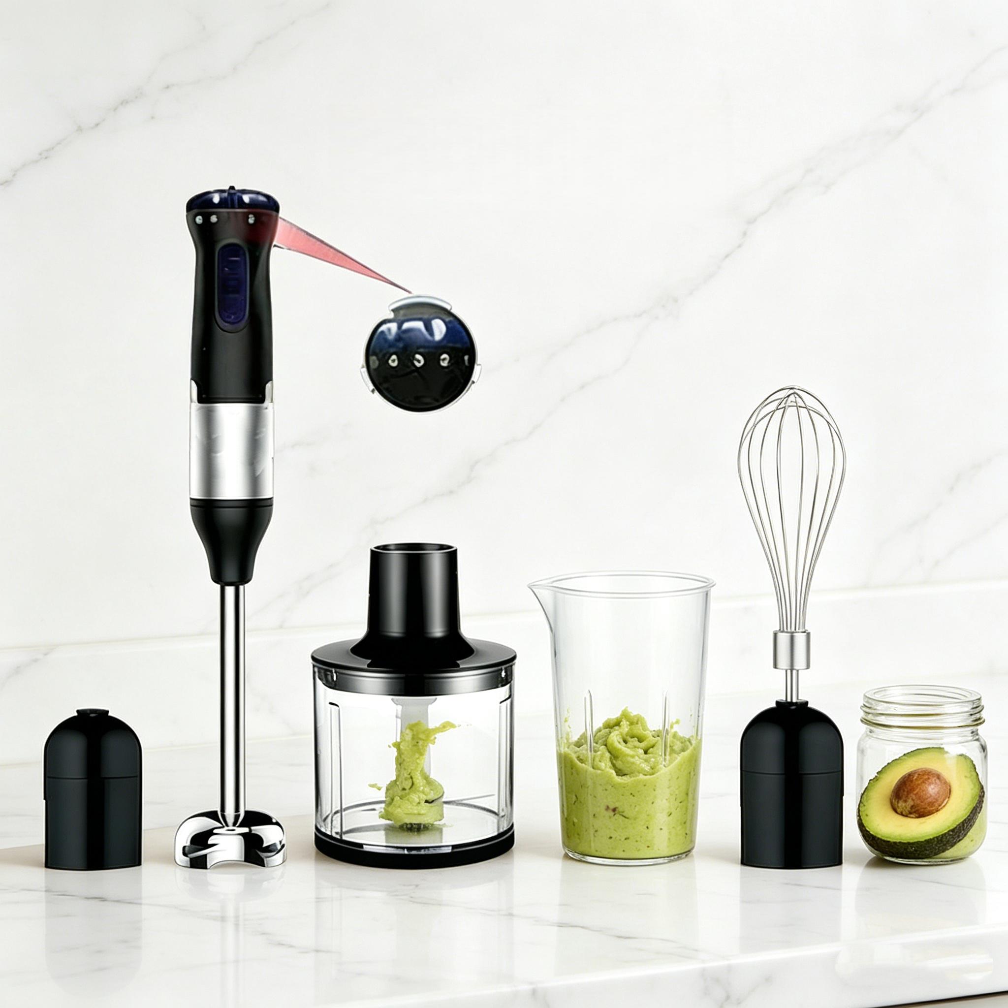 1 household four in one handheld blender, high-speed immersion blender with chopper, compact baby food machine for making smoothies, soups, puree, and daily meals