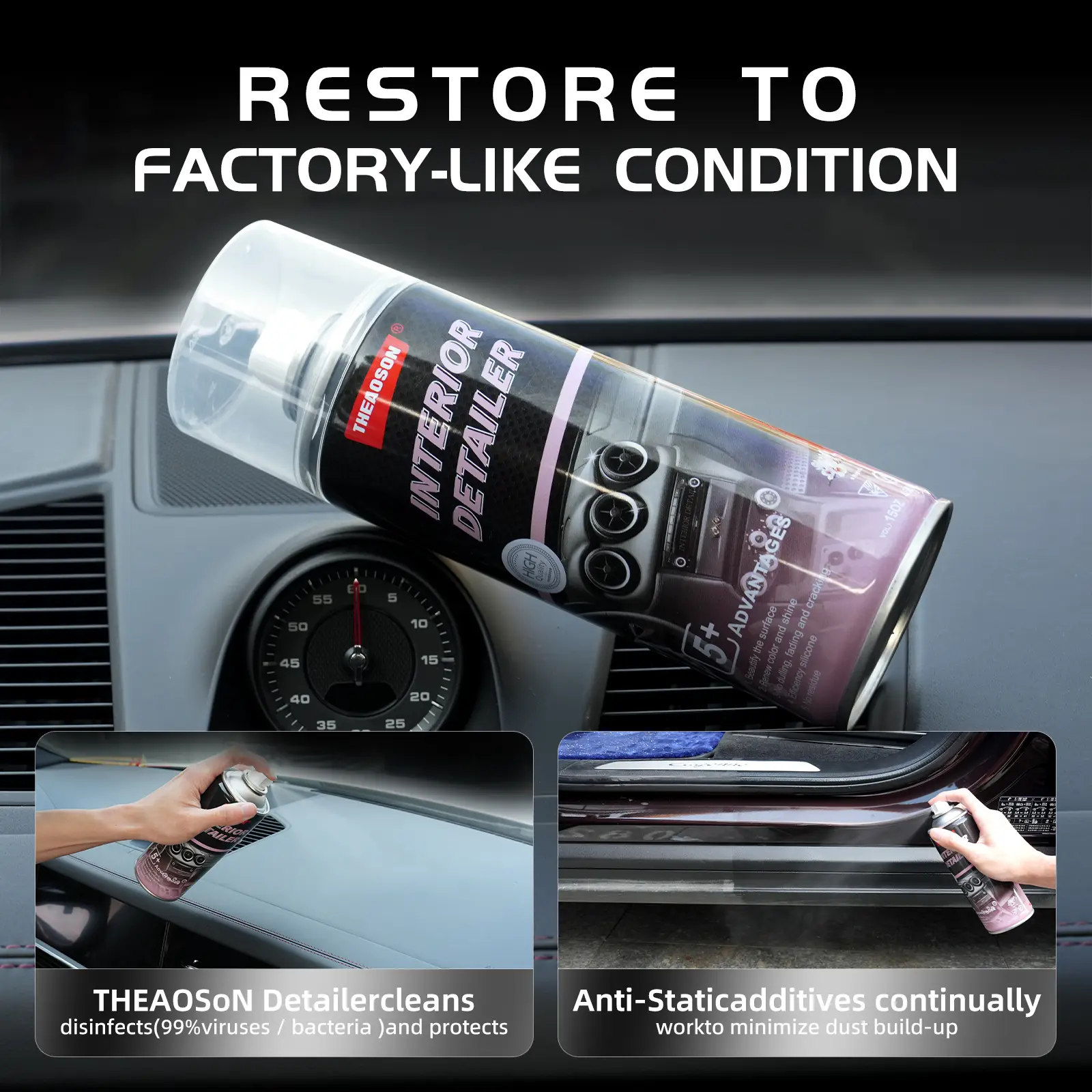 TEKARD Waterless Spray Wax:Plastic,Rubber,Leather Cleaner 15OZ-All-in-One Detailer for Car lnteriors & Exteriors with Hygienic ProtectionSpringtok