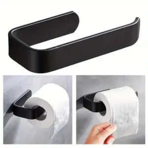 Self-Adhesive Wall Toilet Paper Holder, Simple Acrylic Hanging Design, Space-Saving Roll Dispenser, Modern Minimalist Style
