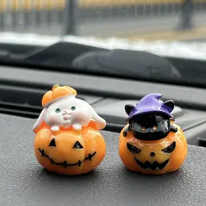 Halloween Themed Car Ornament, Cute Pumpkin & Cat/Rabbit Design Car Decoration, Car Interior Decoration Accessories, Universal Ornaments for Car, Home, Office, Dashboard Accessory