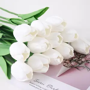 Tulip Realistic Touch Artificial Flowers, 13.5 Inch Mixed Tulip Bulbs, Smooth Stems, Perfect for Mother's Day and Spring Decor