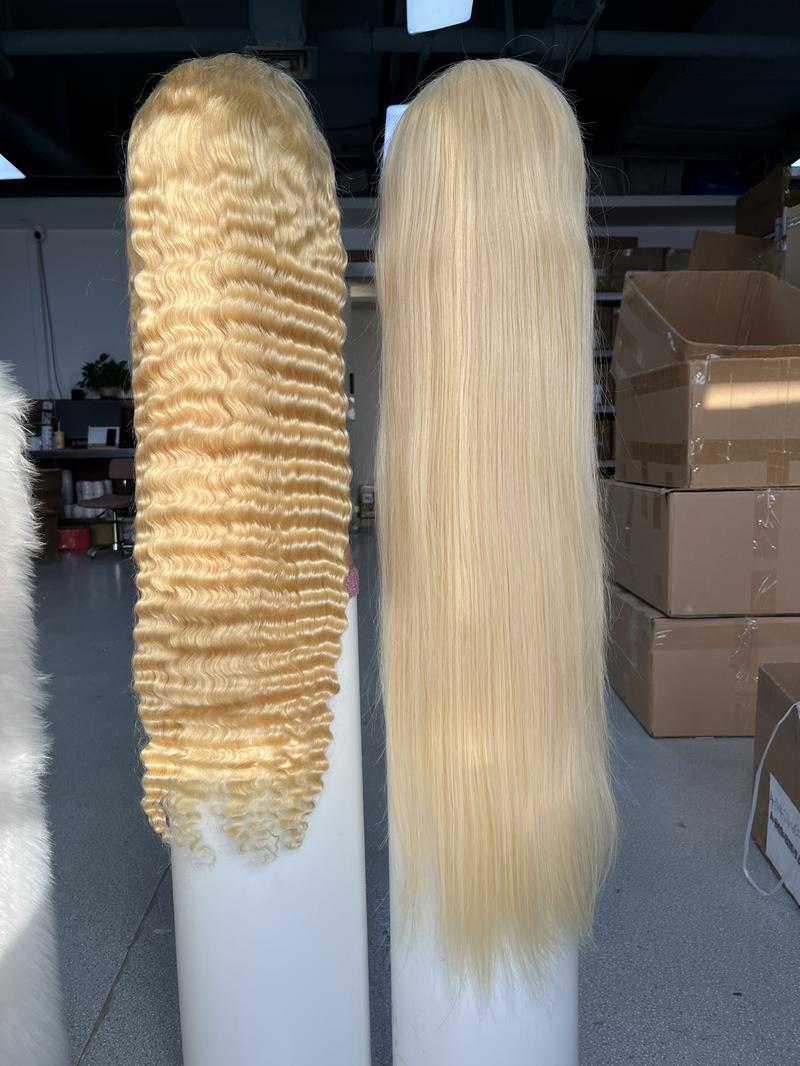 613 Lace Front Wig Human Hair 13X6 Transparent Lace 180% Density Blonde Deep Wave Free Part Wig for Women Gift For GF