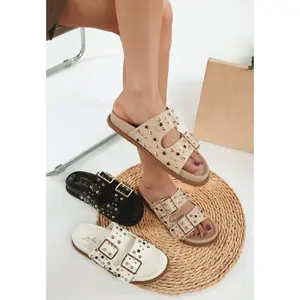 Jayata Metallic Stud Embellished Sliders