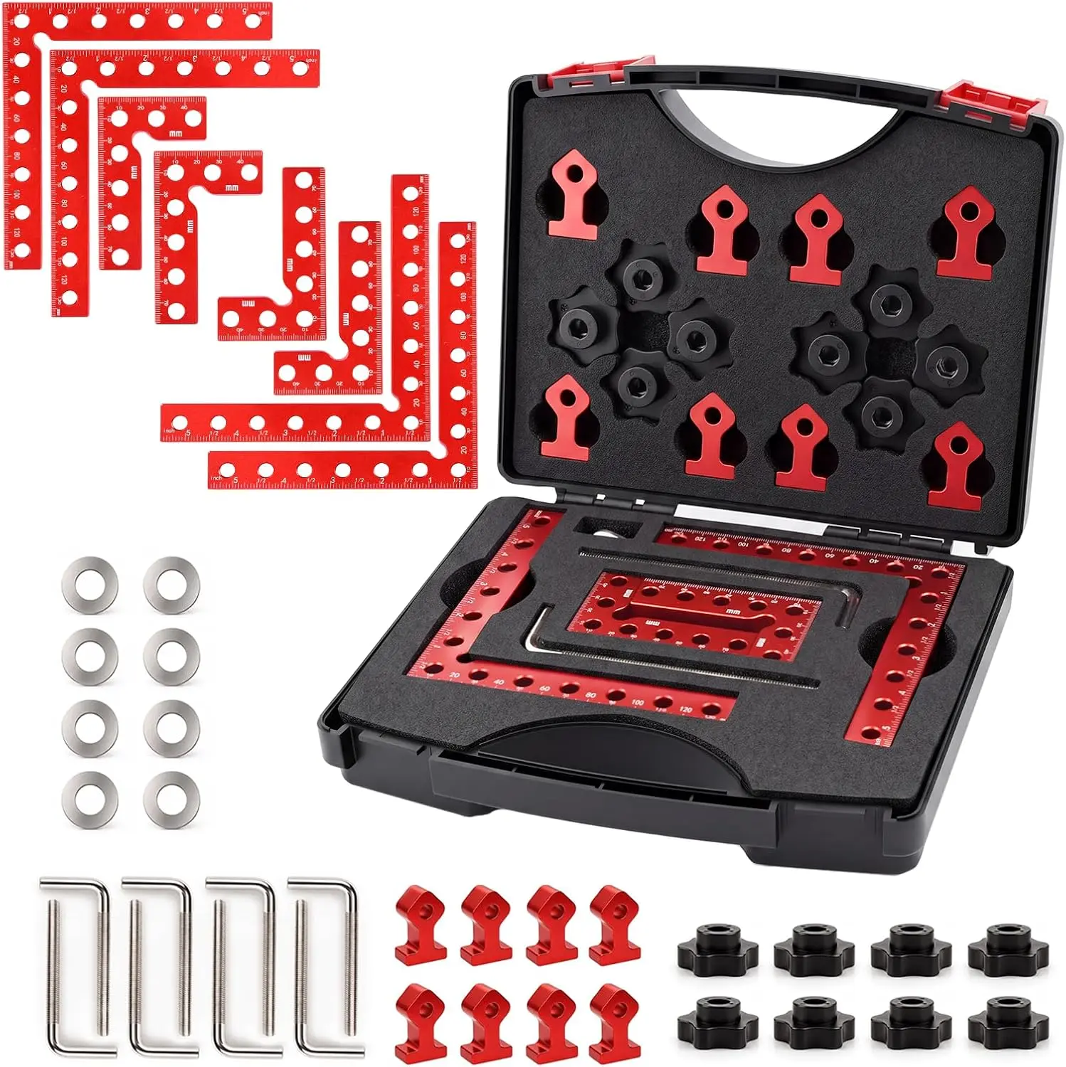 8PCS Corner Clamps for Woodworking 90 Degree Right Angle Clamp Set Aluminum Positioning Jigs with Dual Sizes 5.5" & 3.14", CNC Machined for Cabinet Making, Furniture Assembly & DIY Projects