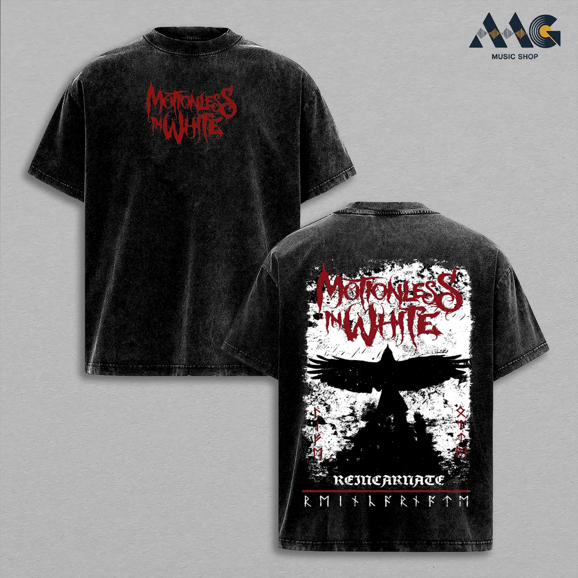 Retro Motionless in White Phoenix Oversized Graphic Tee Men Vintage Washed Clothes, Heavyweight Cotton Unisex Shirt Good Graphic Tees, Soft Unisex Top for Everyday Wear, Rock Band Music Merch, Trendy T-shirt Top Men's and Women's Clothing