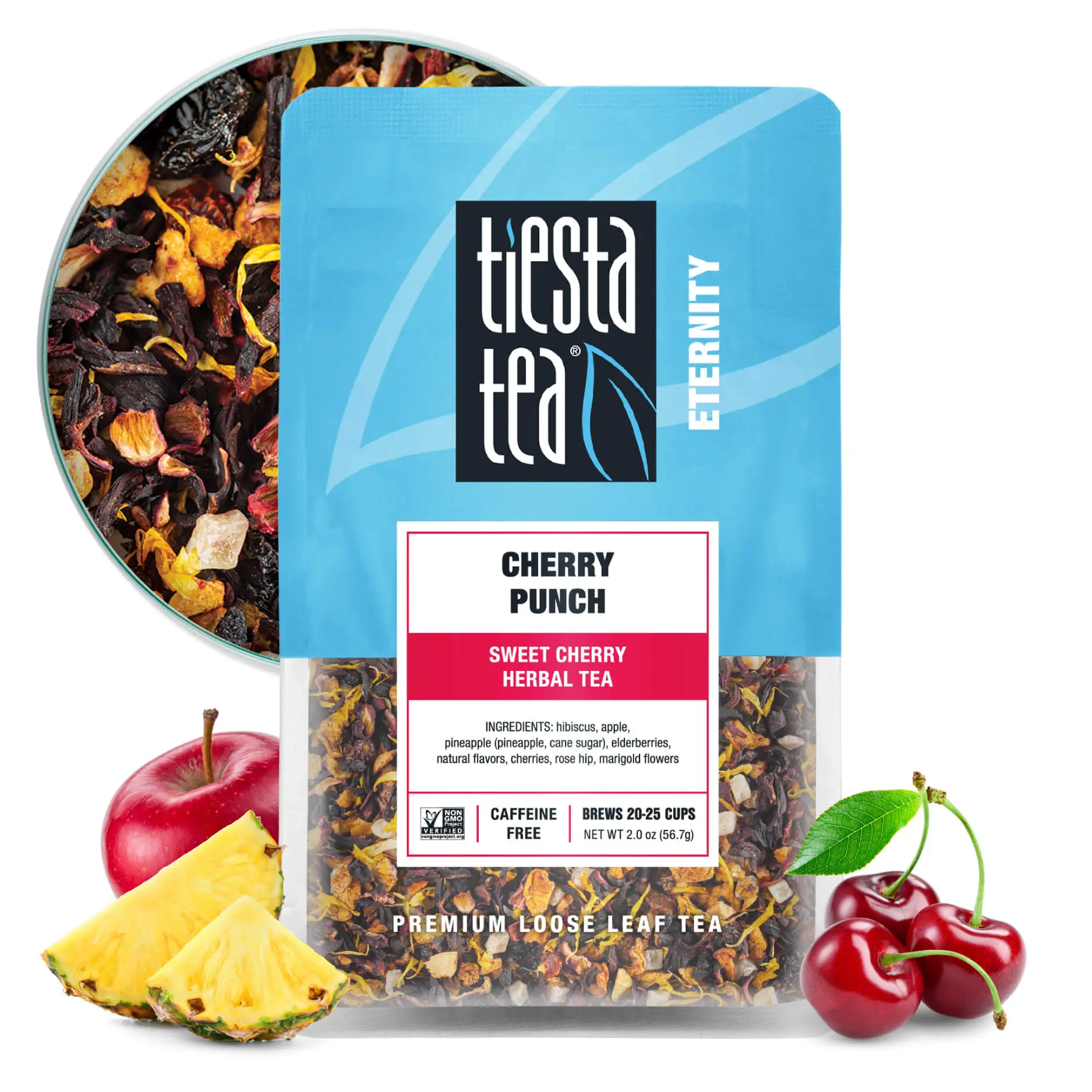 Sweet Cherry Herbal Tea, Cherry Punch Caffeine Free Loose Leaf Tea | Tiesta Tea