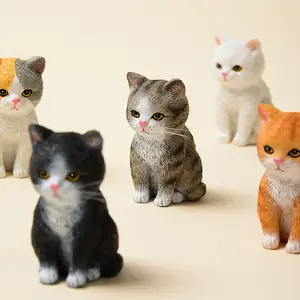 Mini Cute Kitty Desktop & Car Ornament, Realistic Grumpy Orange Tabby Cat, Resin Craft Creative Decor Gift