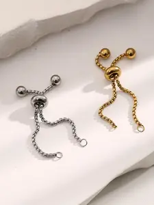 Adjustable Stainless Steel Bracelet Extender Set, 3-Piece 4.5/5/11mm Sliding Clasp, Box Chain with Ball Ends, DIY Craft Supplies