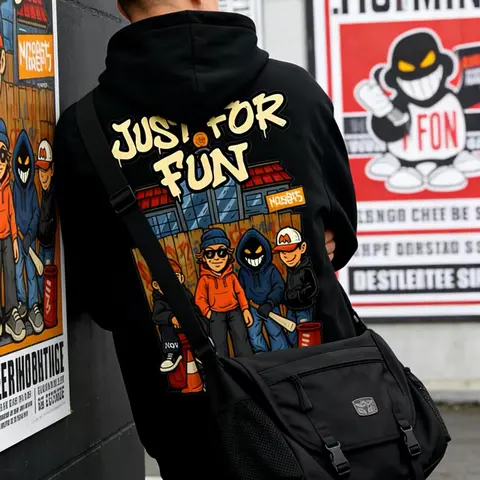 Men's Unisex Graphic Pullover Sweatshirt - Soft Comfy Poly-Cotton Fabric, Fun Cartoon Print, Regular Loose Fit, Hip Hop Streetwear Aesthetic, All-Season Daily Wear, Teen Birthday Gift Idea