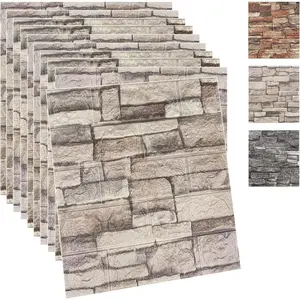 10PSC 3D Wall Panels Peel and Stick Faux Brick Wall Panels Self-Adhesive 3D Brick Wallpaper  Stone Wall Panel