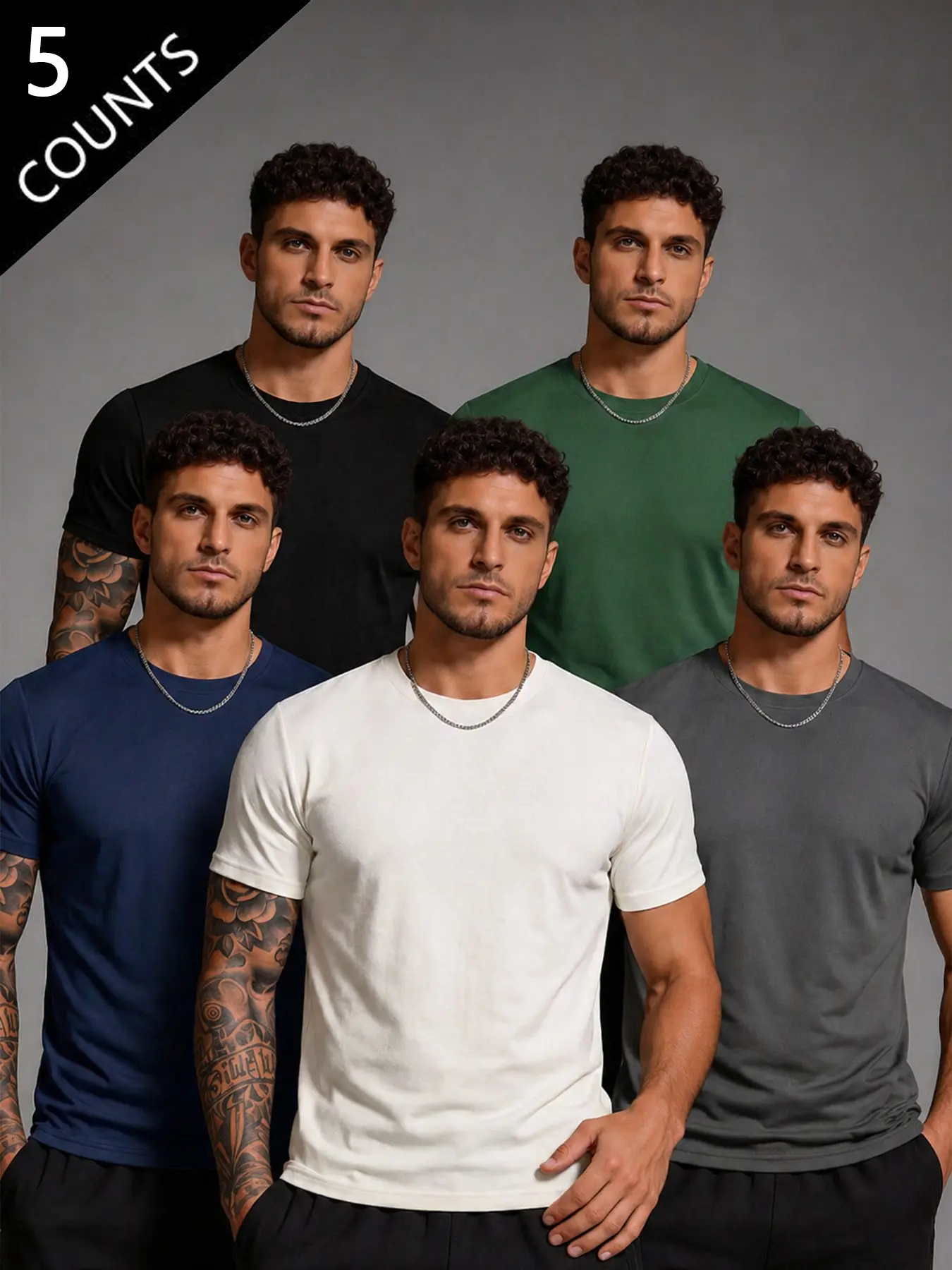 Men's Slim Fit Classic Crew Neck Tee, Plain Breathable Casual Streetwear Workout T-Shirt for Everyday Wear, Long Clothing Length, Comfortable and Stylish, Menswear Tops, Apparel T Shirt