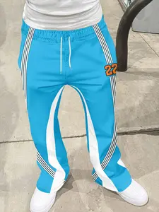 Men's Loose Fit Flare Leg Pants, Casual Streetwear Joggers, Vintage Hip Hop Long Trousers, 3D Print Design, Sporty Fashion