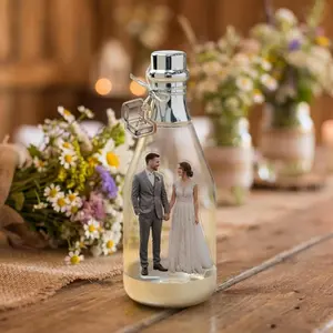 Custom Photo Bottle with Acrylic Standee and Tag, Personalized Mini Bottle Keepsake, Gift for Couples, Boyfriend, Anniversary Memory Gift