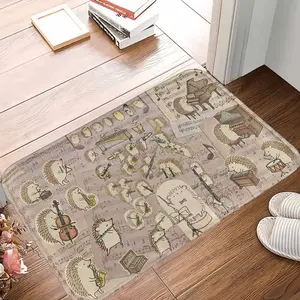 Cute Hedgehog Orchestra Music Theme Rug， Cartoon Animal Instrument Print， Soft NonSlip Washable Floor Mat for Living Room， Bedroom， Reading Corner， Office Décor， Housewarming Gift， Music Lover Space