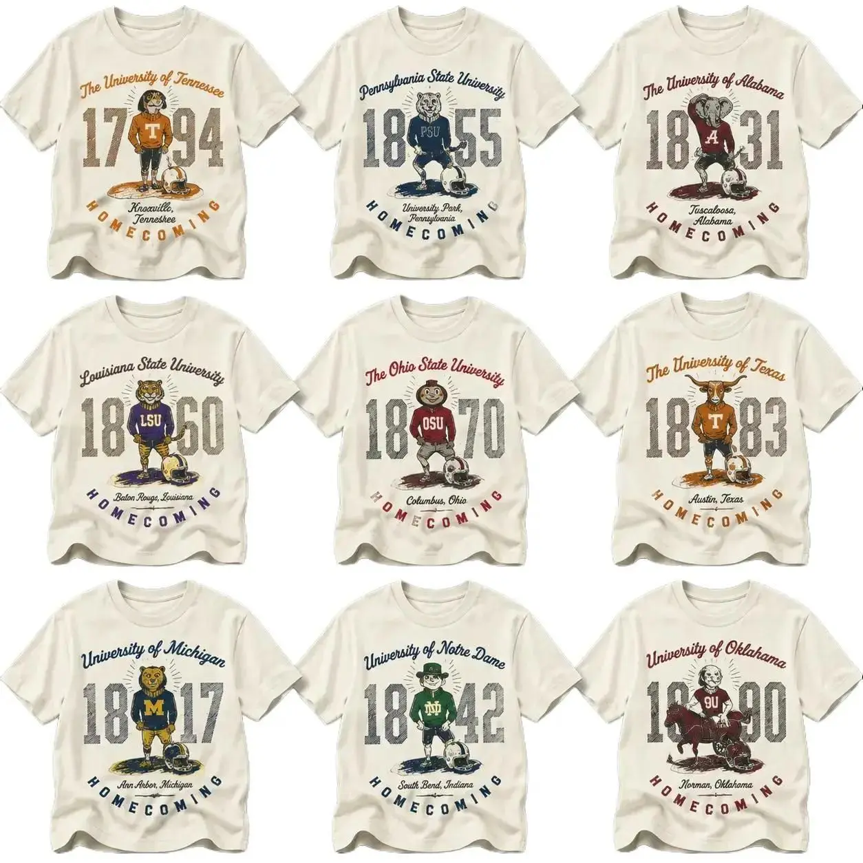 [FREE SHIP] Vintage University Logo Graphic T Shirt Retro College