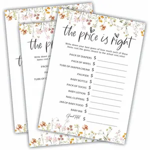 The Price is Right  Kit for  Shower - Floral,  Flower Spring Theme - 30 Fill in  Cards, Funny  Party Favor, Activity & Supplies - B06