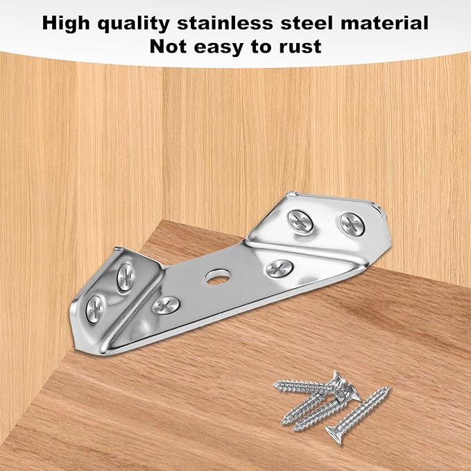 Spring Home Improvement Must-Have 20PCS Universal Stainless Steel Corner Bracket, Premium Angle Bracket with Screws, Triangular Furniture Corner Connectors for Wood Furniture, Drawers, Cabinets, Tables, and Chairs