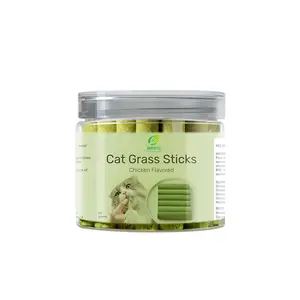 Cat Grass Teething Sticks for Hairball Removal, Dental Care, Stress Relief, and Chicken Flavor, Natural Cat Dental Treat for Indoor Cat
