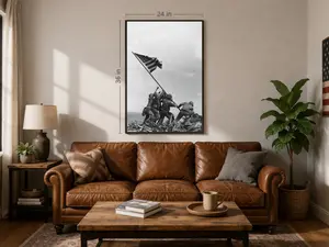 [NO FRAME] Iwo Jima Flag Raising Poster – USMC Semper Fi Veteran Patriot Wall Art, United States Marine Corps Military Decor, American War Memorial Print Made in USA