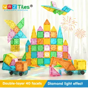 【Upgraded & Jumbo Set】106PCS/60PCS/32PCS,YRZtiles Magnetic Tiles,Magnet Building Blocks Cubes Construction Stacking Educational Assembly Toy Preschool STEM Play Creative Playboard for Toddler Kids Ages 3+,Kids Toys Christmas gift for 3 4 5 6 Year Old, tik