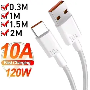 android 120 w 10a usb to type c super fast charging cable for huawei p40 honor data code for xiaomi redmi 0.3/1m/1.5/2m
