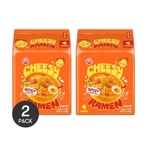 OTTOGI Korean Cheddar Cheese Ramen Spicy Flavor - 4 Packs (111g each) | Authentic Korean Instant Noodles