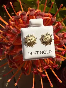 sun stud earrings 14k Gold