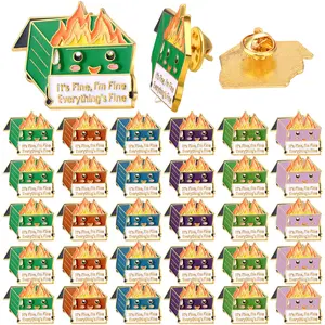 Dumpster Fire Brooches Pins Humorous Employee Appreciation Gift for Nurse Teacher IT Service Industry Workers Coworkers Team Leader Emotional Support for Party Favor Decorative Jewelry Accessories for Decorate Jackets Hats Backpacks