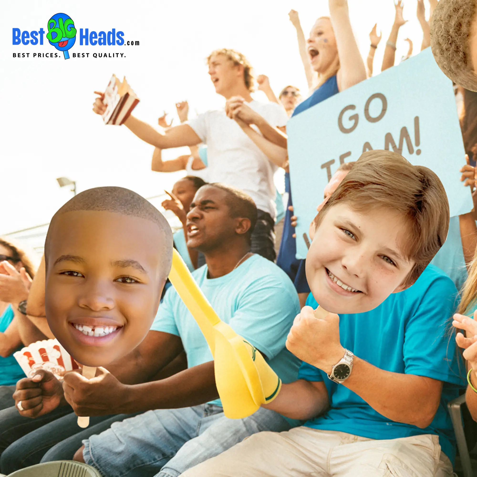 Best BIG Heads Kid Sport Hero Cardboard Cutouts | Team Head Cutouts | Crowd Signs | Make your custom Cheering Face On A Stick